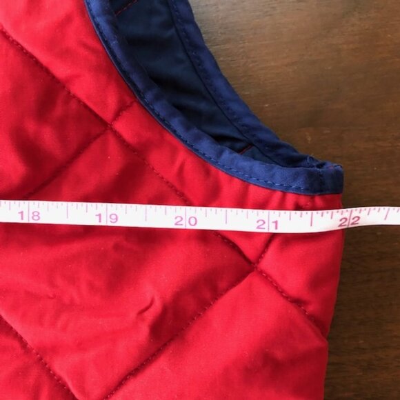 CROWN & IVY Red Puffer Quilted Vest Navy Trim Medium - Picture 12 of 14
